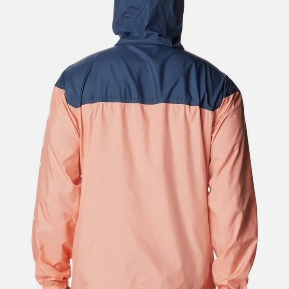 Columbia Men's Flash Challenger Novelty Windbreaker Jacket in Coral/Navy Size XL - Picture 2 of 9